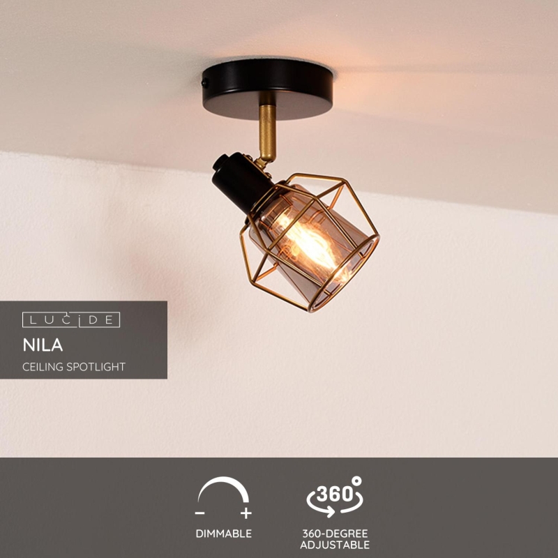 Lucide NILA - Stropné bodové svietidlo - 1xE14 - Čierne